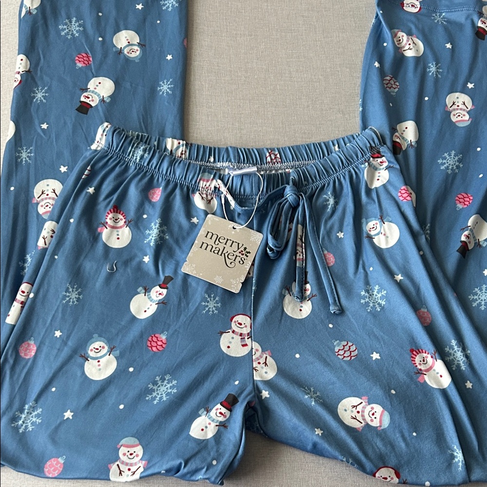 NWT Blue Snowman Pajama Pants